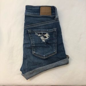 american eagle ripped hi-rise shorts